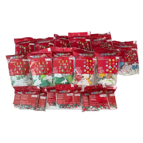Creatology Pony Beads & Foam Stickers 11 Bags Christmas Holiday 3,840 Pieces - Picture 1 of 8
